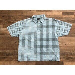 Burberry Golf Blue Plaid Short Sleeve Polo Shirt Mens Large